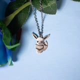 Eevee Pokémon silver plated necklace pendant, Eevolution nerd geek friendship jewelry, Nickel free
