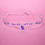 Liriel fantasy elven tiara, bridal wedding festival silver crown with purple rhinestones for costumes, photo shoot LARP
