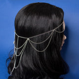 Aranel Elven Celtic tiara with silver stainless steel chains and drop pendant