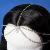 Aranel Elven Celtic tiara with silver stainless steel chains and drop pendant