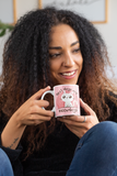 Best days are meowdays white and pink ceramic mug, cute gift for cat lover with white kitten