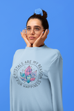 Crystals are my happiness white, light blue or pink sweatshirt long sleeve pullover sweater, cute birthday christmast gift for crystal lover witch