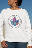 Crystals are my happiness white, light blue or pink sweatshirt long sleeve pullover sweater, cute birthday christmast gift for crystal lover witch