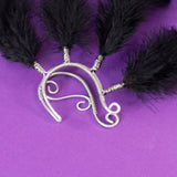 Eanna ear cuff silver stainless steel earrings with black feathers tribal festival cosplay costume pixie elf elven elfic elvish forest burlesque gothic witch