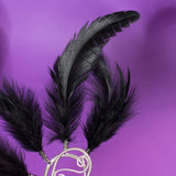 Eanna ear cuff silver stainless steel earrings with black feathers tribal festival cosplay costume pixie elf elven elfic elvish forest burlesque gothic witch
