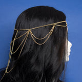 Endacil Elven Celtic tiara with gold stainless steel chains and drop pendant