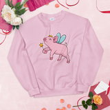 Fairy princess pig pink sweatshirt long sleeve pullover sweater, birthday christmas gift watercolor wings cute animal funny colorful crazy humerous positive oversized kawaii casual hoodie crewneck apparel clothing outfit top best friend bestfriend daughter girlfriend female present fairytale aesthetic geek geekery
