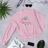Fairy princess pig pink sweatshirt long sleeve pullover sweater, birthday christmas gift watercolor wings cute animal funny colorful crazy humerous positive oversized kawaii casual hoodie crewneck apparel clothing outfit top best friend bestfriend daughter girlfriend female present fairytale aesthetic geek geekery