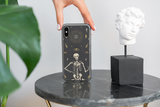 Halloween Iphone Samsung dark grey phone case with skeleton, spooky cute goth gift outfit