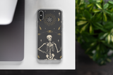 Halloween Iphone Samsung dark grey phone case with skeleton, spooky cute goth gift outfit