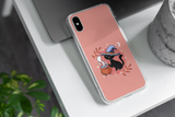 Halloween Iphone Samsung pink phone cases with witch cat, spooky cute goth gift outfit
