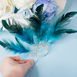 Moonfilter ear cuff silver stainless steel earrings with blue feathers tribal festival cosplay costume pixie elf elven elfic elvish forest burlesque
