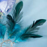 Moonfilter ear cuff silver stainless steel earrings with blue feathers tribal festival cosplay costume pixie elf elven elfic elvish forest burlesque