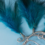 Moonfilter ear cuff silver stainless steel earrings with blue feathers tribal festival cosplay costume pixie elf elven elfic elvish forest burlesque