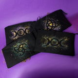 Morgana bag pochette for small objects and make up in fabric with real hand embroidered crystals