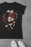 Skull with hat pipe and mushroom unisex halloween t-shirt goth alternative outfit Christmas birthday witch tee black navy gothic creepy cute spooky