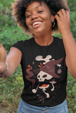 Skull with hat pipe and mushroom unisex halloween t-shirt goth alternative outfit Christmas birthday witch tee black navy gothic creepy cute spooky