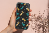 Space animal with koala, kangaroo and giraffe Iphone Samsung purple phone case, cute gift for animals lovers