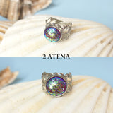 Thalion ring with adjustable metallic base and resin scale gem mermaid dragon