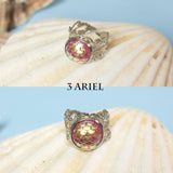 Thalion ring with adjustable metallic base and resin scale gem mermaid dragon
