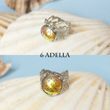 Thalion ring with adjustable metallic base and resin scale gem mermaid dragon