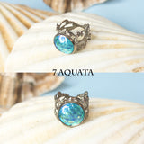 Thalion ring with adjustable metallic base and resin scale gem mermaid dragon