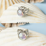 Thalion ring with adjustable metallic base and resin scale gem mermaid dragon