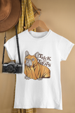 Trick Or Treat pug dog puppy unisex white t-shirt, cute spooky Halloween outfit gift