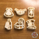 Alice in Wonderland cookie cutters 3d printed set lover sugar biscuits stamp plastic dress we are all mad here doorknob drink me bottle cheshire cat mad hatter