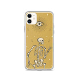 Halloween Iphone Samsung dark grey phone case with skeleton, spooky cute goth gift outfit