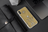 Halloween Iphone Samsung dark grey phone case with skeleton, spooky cute goth gift outfit