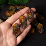 colorful viking runes birthday gifts, role play fair female present, druid green witch aesthetic art, white magic male magick resin stone set, unique lightweight elfic fantasy protection, tricolor celtic medieval pagan engraved nordic norse divination, elder futhark witchcraft, fire element