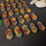 colorful viking runes birthday gifts, role play fair female present, druid green witch aesthetic art, white magic male magick resin stone set, unique lightweight elfic fantasy protection, tricolor celtic medieval pagan engraved nordic norse divination, elder futhark witchcraft, fire element