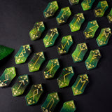 Nature's Balance Viking Elder Futhark runes set. Colorful viking runes birthday gifts, role play fair female present, druid green witch aesthetic art, white magic male magick blue resin stone set, unique lightweight elfic fantasy protection, tricolor celtic medieval pagan engraved nordic norse divination, elder futhark witchcraft, leaf earth element