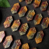 colorful viking runes birthday gifts, role play fair female present, druid green witch aesthetic art, white magic male magick resin stone set, unique lightweight elfic fantasy protection, tricolor celtic medieval pagan engraved nordic norse divination, elder futhark witchcraft, fire element