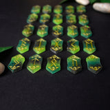 Nature's Balance Viking Elder Futhark runes set. Colorful viking runes birthday gifts, role play fair female present, druid green witch aesthetic art, white magic male magick blue resin stone set, unique lightweight elfic fantasy protection, tricolor celtic medieval pagan engraved nordic norse divination, elder futhark witchcraft, leaf earth element
