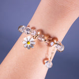 Alania beaded bracelet with white daisy flower jewellery white glitter beads romantic 
