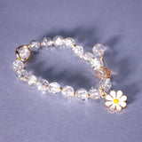 Alania beaded bracelet with white daisy flower jewellery white glitter beads romantic 