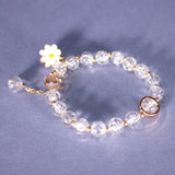 Alania beaded bracelet with white daisy flower jewellery white glitter beads romantic 