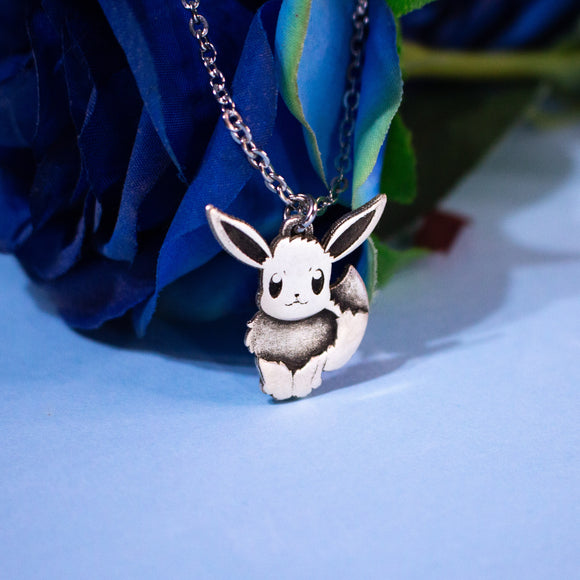 Eevee Pokémon silver plated necklace pendant, Eevolution nerd geek friendship jewelry, Nickel free