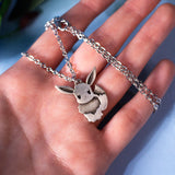 Eevee Pokémon silver plated necklace pendant, Eevolution nerd geek friendship jewelry, Nickel free