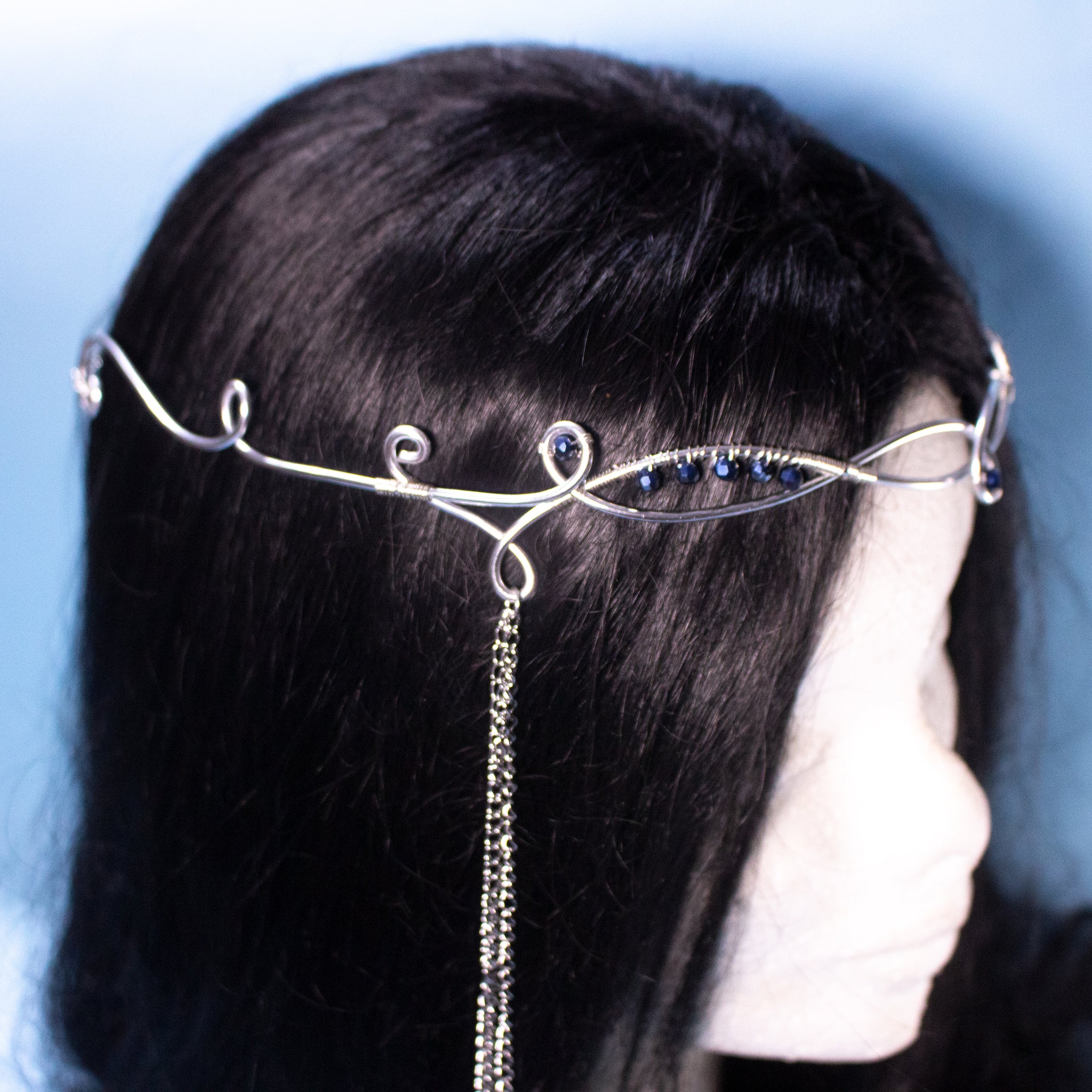 Eldarion fantasy elven tiara, bridal wedding festival silver 