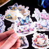 Enchanted Garden Tea Party Holographic Sticker Set, perfect for bullet journal and laptop romantic and fairy decoration with butterflies