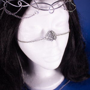 Erhyan fantasy face jewel, bridal wedding festival silver or gold nose filigree jewelry for costumes, photo shoot LARP