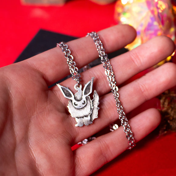 Flareon Pokèmon Silver plated necklace pendant, love and friendship jewelry gift, Eevolution lover 