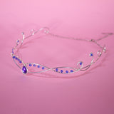 Liriel fantasy elven tiara, bridal wedding festival silver crown with purple rhinestones for costumes, photo shoot LARP 