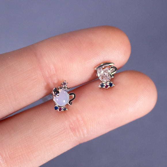 Mrs Pott and Chip stud earrings from The Beauty and the Beast, Disney inspired cute jewellery gift 