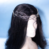 Railan fantasy elven tiara, bridal wedding festival silver crown for costumes, photo shoot prop and larp