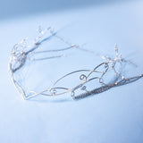 Sorylle fantasy elven tiara, bridal wedding festival silver filigree crown with chains and glass stones for costumes, photo shoot LARP