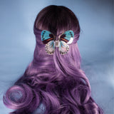 Sylva butterfly hair clip in light blue and perlescent white, fantasy fun hair accessory 